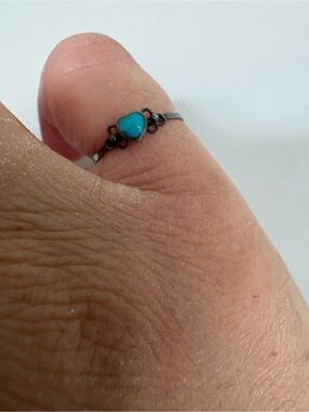 Vintage Sterling Silver Heart Turquoise Ring - Blue size 4.75